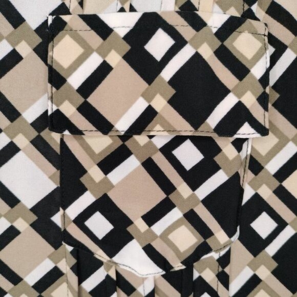 Cocomo Women's Plus Size 2X Black & Beige Multi Pintuck 3/4 Sleeve Blouse Top - Picture 4 of 7